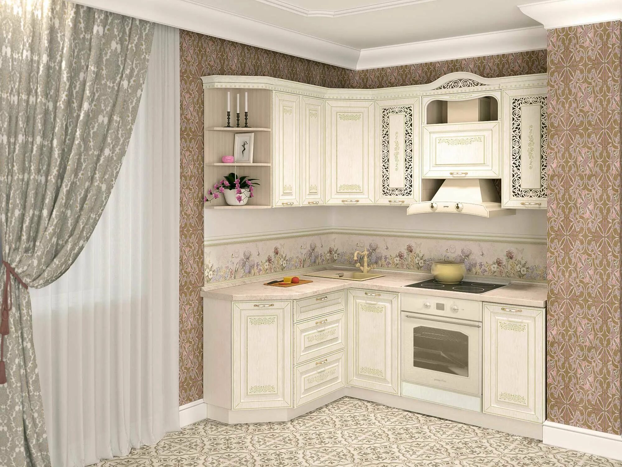 Кухонный гарнитур давита фото Кухня тиффани давита угловая - Какаду Декор.ру