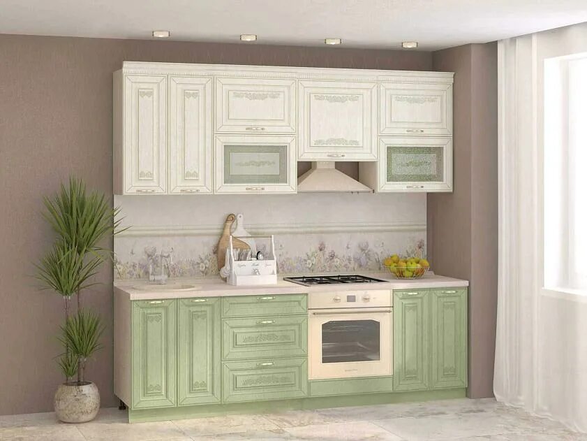Кухонный гарнитур давита фото Кухонный гарнитур с витриной Оливия 28 от производителя - DaVita-мебель