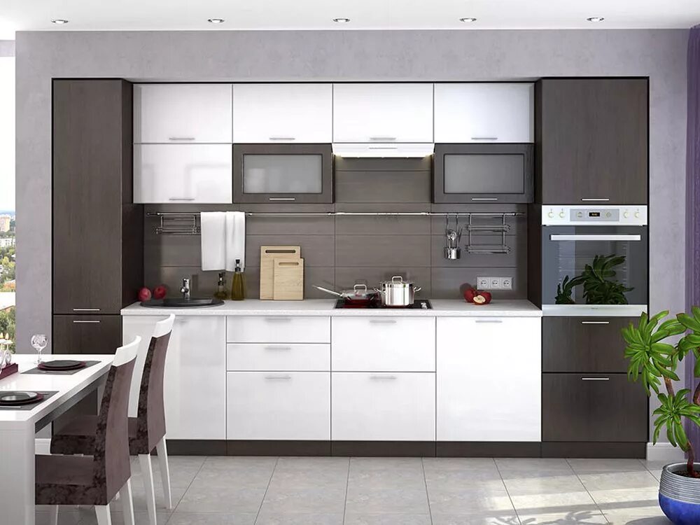 Кухонный гарнитур дизайн фото цена Купить Модульная кухня "Валерия" (белый глянец/венге) по цене 73190 руб в Новоси