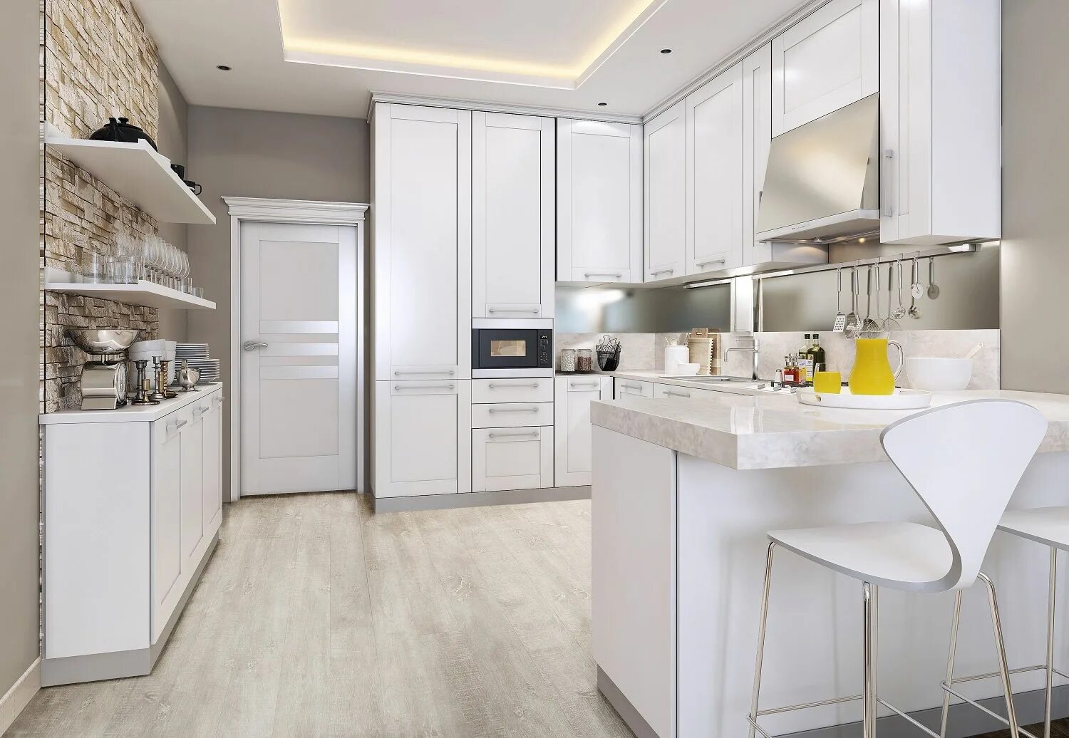 Кухонный гарнитур дизайн современный в светлых тонах Gray Barn floor(CW-497) in kitchen Modern kitchen design, Modern kitchen, Doors 