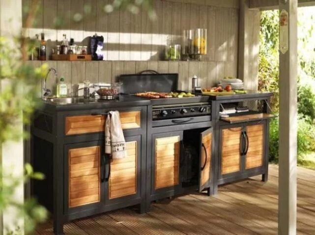 Кухонный гарнитур для дачи фото Cuisine extérieure : 15 modèles pratiques et esthétiques - Elle Décoration Meubl