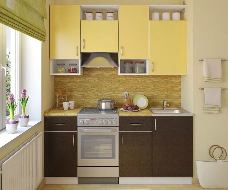 Кухонный гарнитур для маленькой кухни фото ЛДСП Lamarty в Декоре Арабика - Декоративный цвет ЛДСП Ламарти