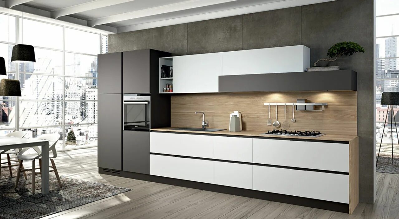 Кухонный гарнитур для прямой кухни фото Итальянская кухня LINEA 01 фабрики ARREDO3 - Ital-Collection