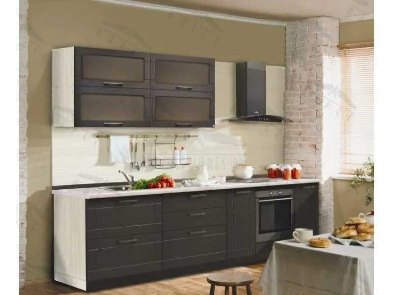 Кухонный гарнитур для прямой кухни фото Красная кухня с фотопечатью Ягоды Вега купить в Орле цена