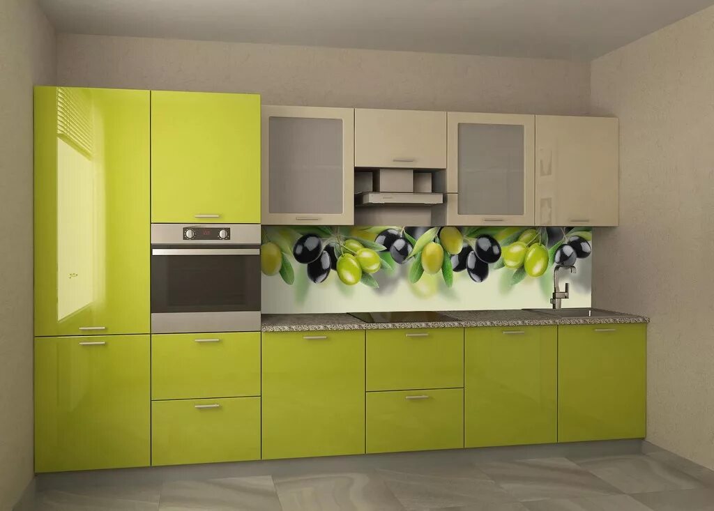 Кухонный гарнитур для прямой кухни фото Кухня зеленая 44 заказать недорого в Москве - 1Кухонный