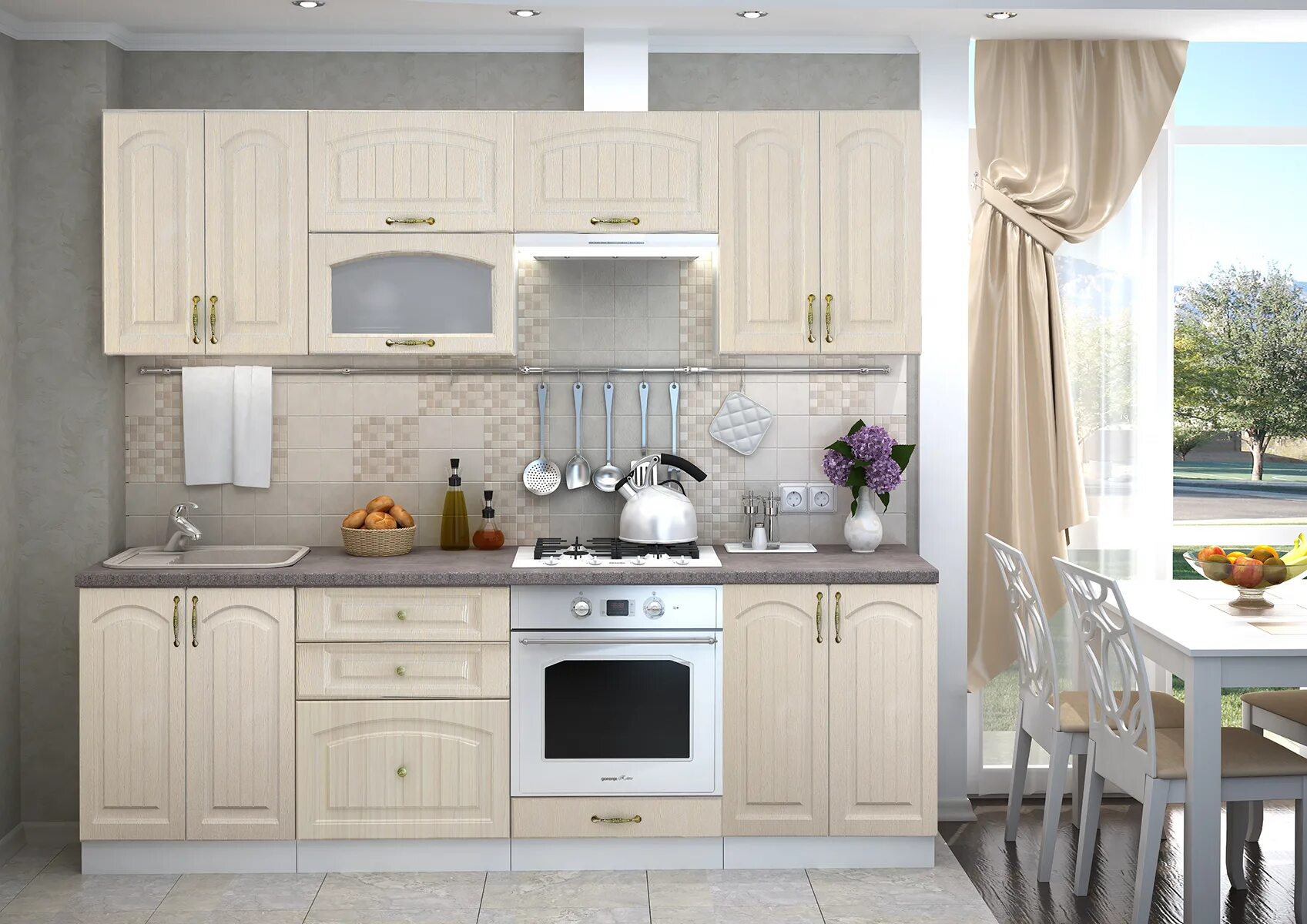 Кухонный гарнитур для светлой кухни фото Купить Кухня Верона (Белый/Ясень золотистый) по низкой цене в Новосибирске предл