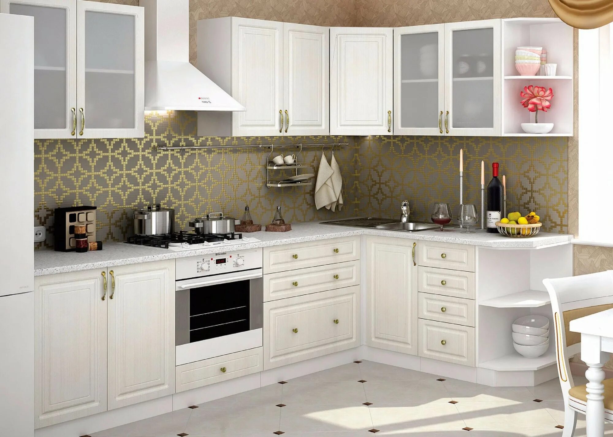 Кухонный гарнитур для светлой кухни фото Кухня Юлия угловая купить, цена в Екатеринбурге