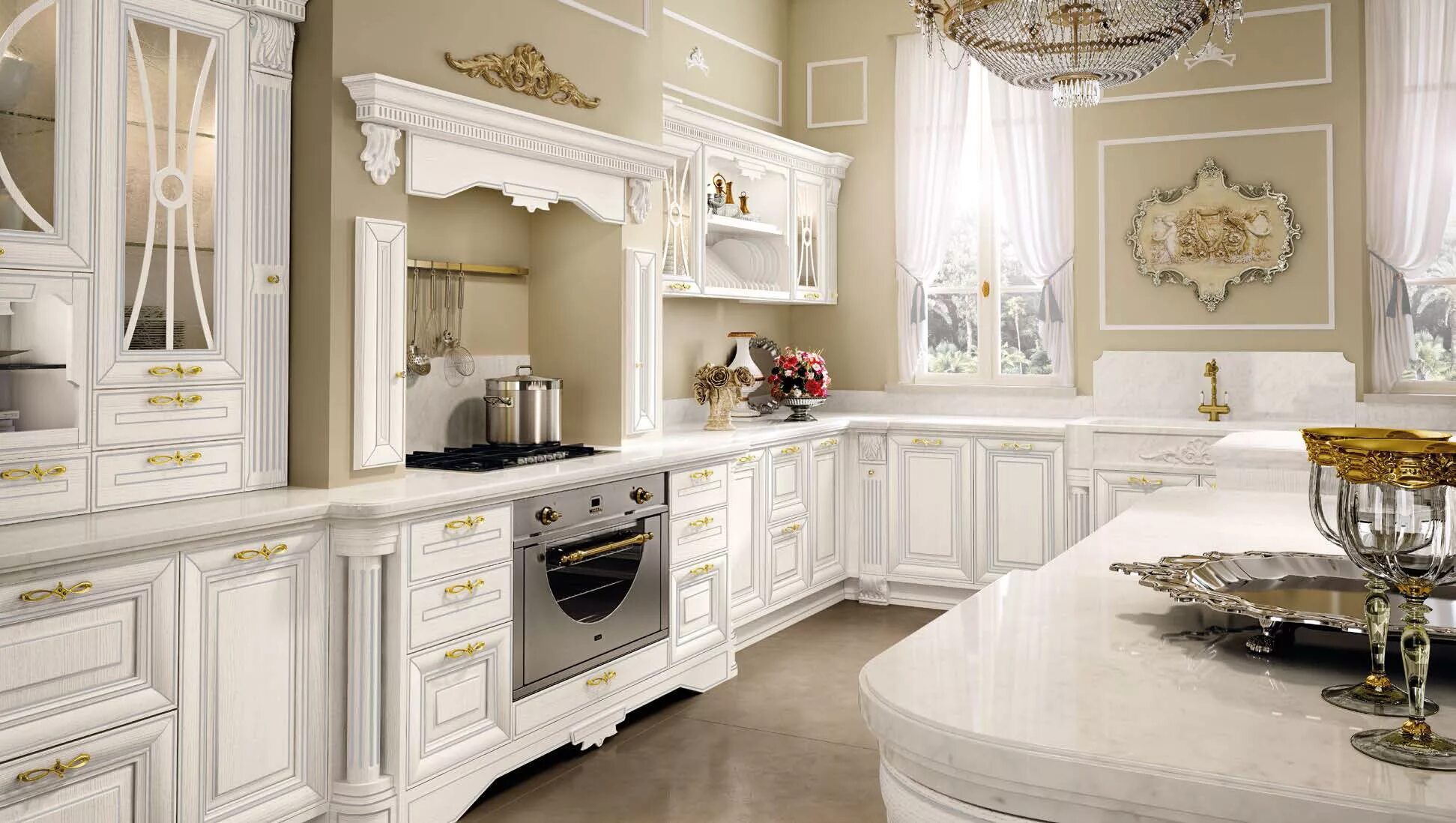 Кухонный гарнитур дорогие фото Кухни на Варшавке на заказ от "Кухни Альянс" на Варшавском шоссе