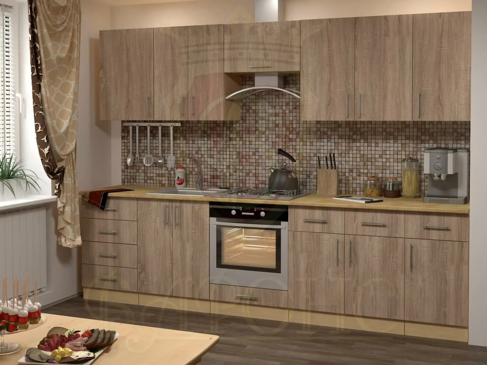 Кухонный гарнитур дуб фото Кухня Баронс Групп Лира-5 Ширина 2900 мм - купить в MebHOME +74951500730