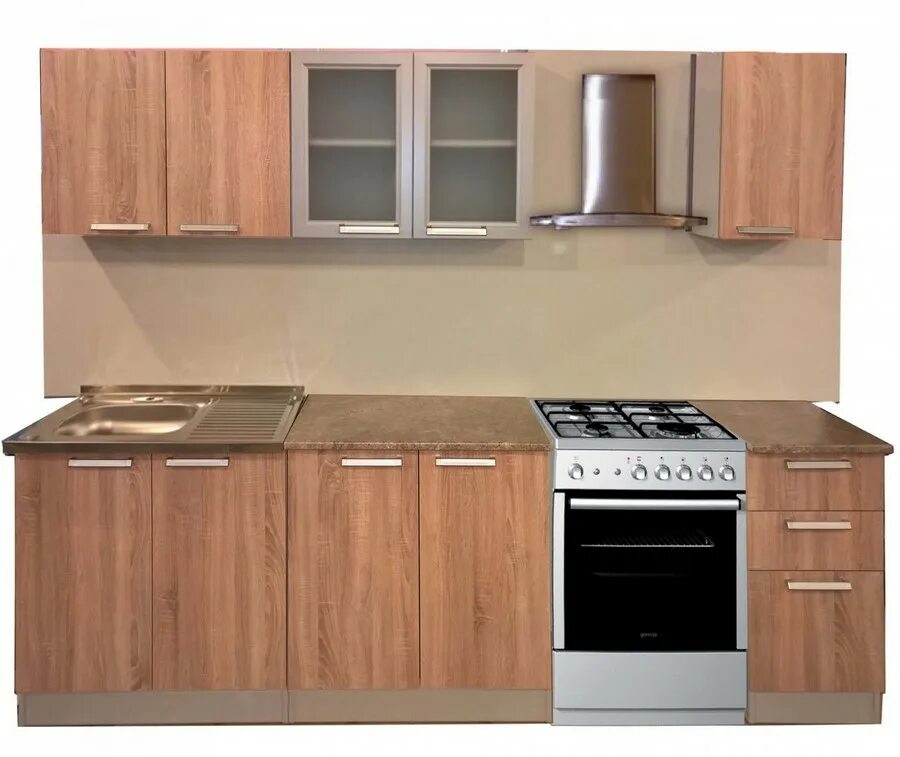 Кухонный гарнитур эконом фото Кухня "Дуб сонома" ЛДСП 2.0 в Волжском и Волгограде