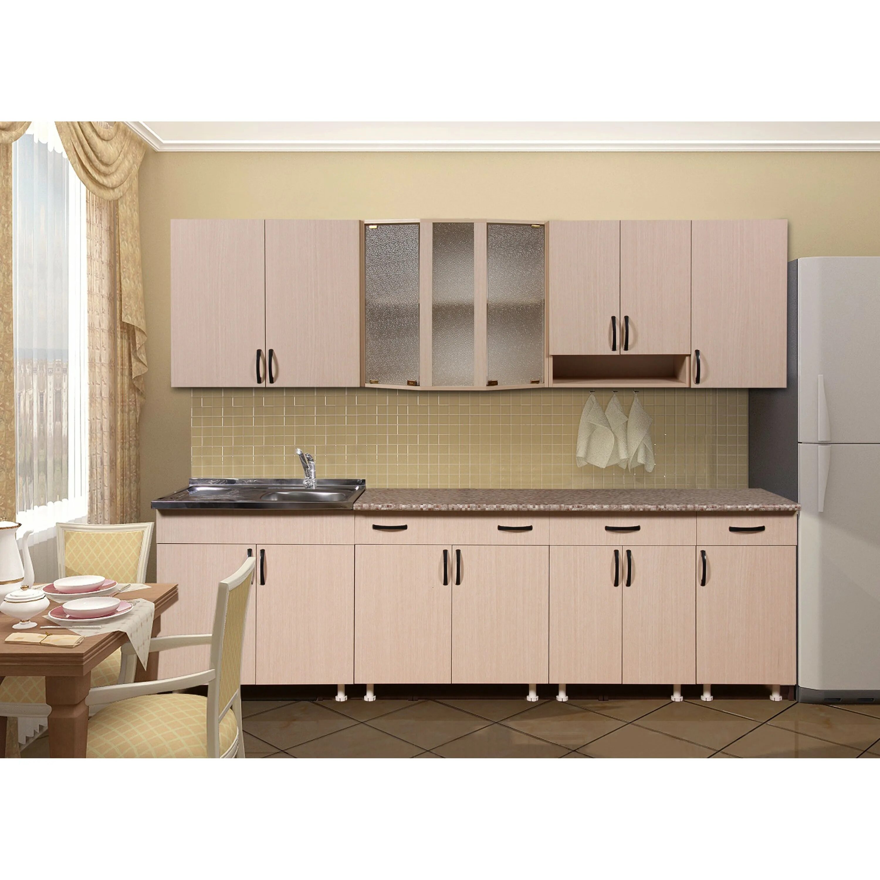 Кухонный гарнитур эконом фото Кухонный гарнитур "Комфорт" 2,6м ЛДСП