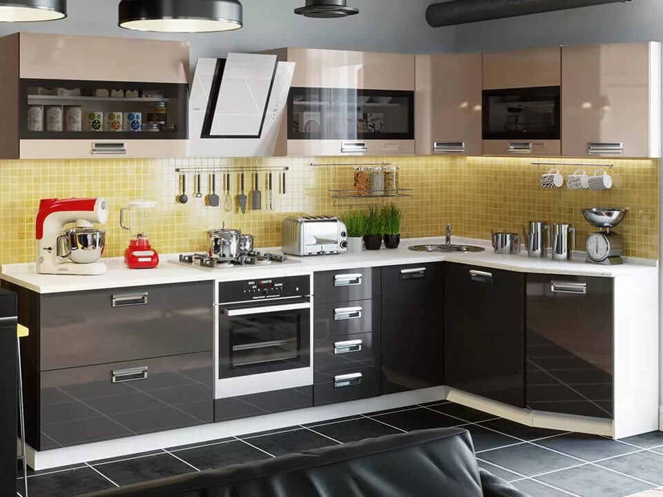 Кухонный гарнитур фото Угловая кухня Бьюти Капучино - купить в Челябинске на Дом74мебели.ру