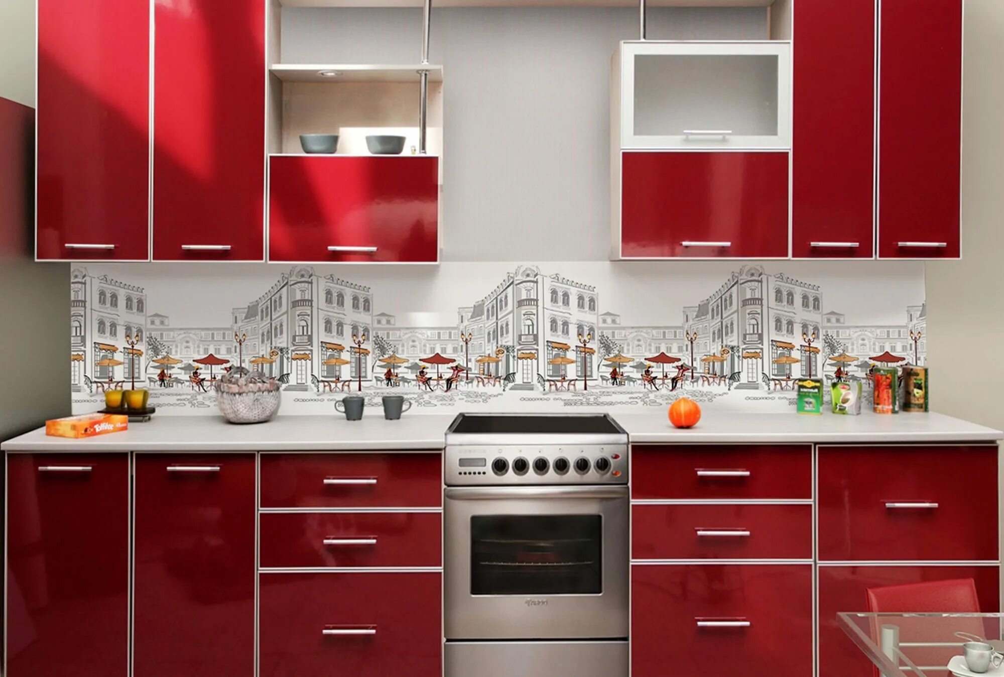 Кухонный гарнитур фото фартук Фартук для кухни Уличное кафе