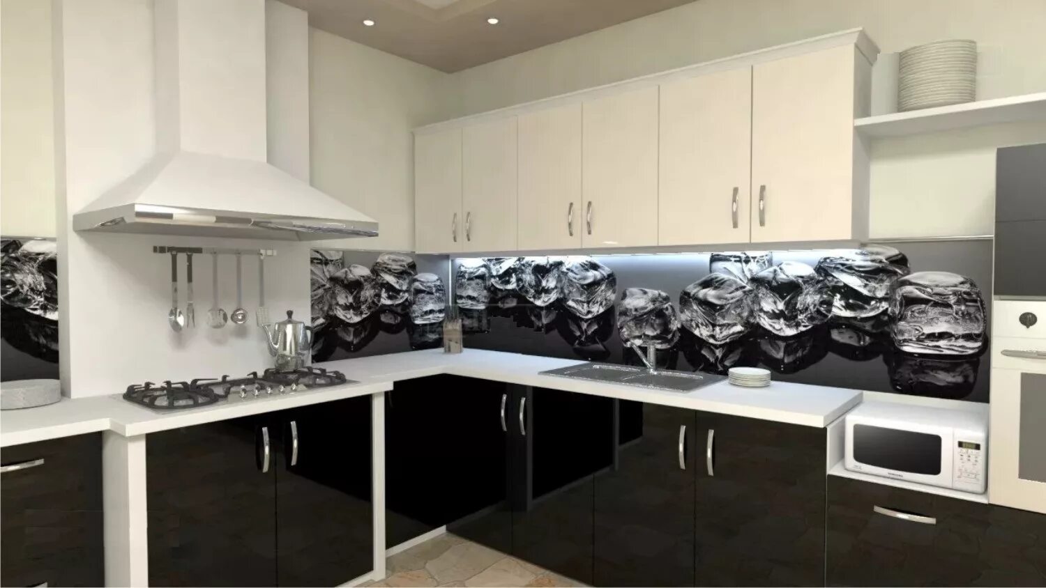 Кухонный гарнитур фото фартук SP095 (2800х610х6мм) МДФ высокоглянцевая стеновая панель Столешницы, кухни, шкаф