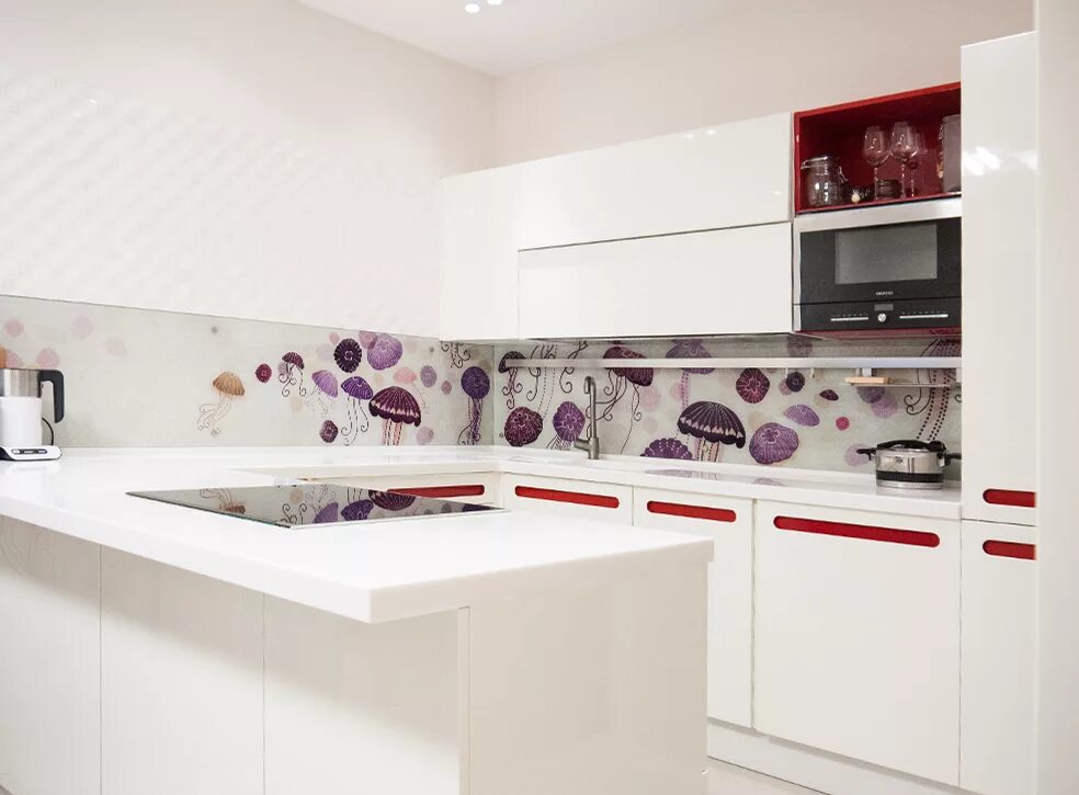 Кухонный гарнитур фото фартук Кухонный фартук на тему океана Виктория Астапчикова дизайнер декоратор