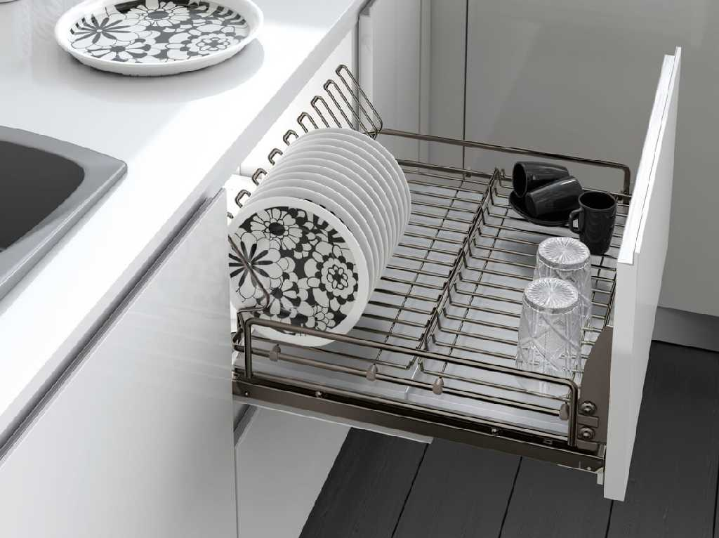 Кухонный гарнитур фото сушилка Как выбрать выдвижные корзины