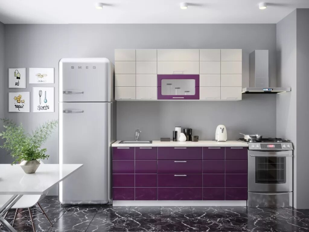 Кухонный гарнитур гамма фото Кухонный гарнитур Соло 1800 Ваниль Баклажан - купить в Озёрске на Дом74мебели.ру