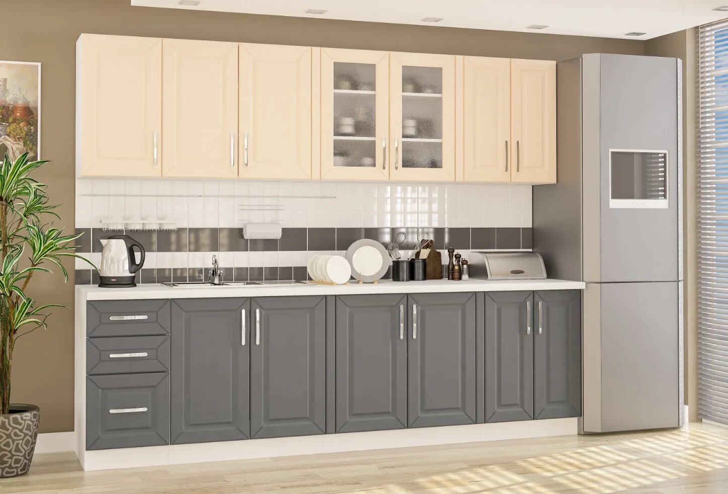 Кухонный гарнитур гамма фото Кухня Гамма матовая бежевый в Украине БЕСПЛАТНАЯ ДОСТАВКА