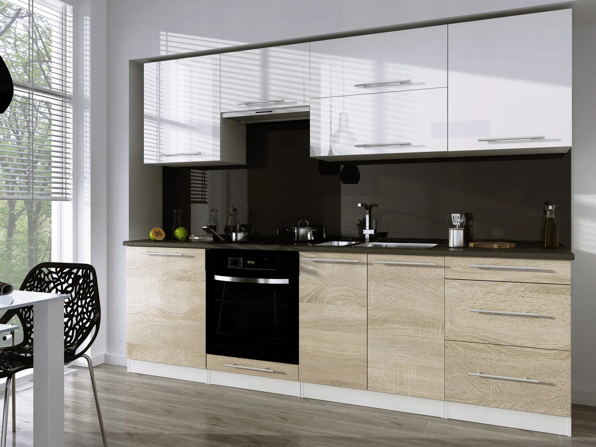 Кухонный гарнитур глянец фото Купить Кухня JM-ROXI 2,60 м - фасады глянцевый МДФ + ламинат: отзывы, фото и хар