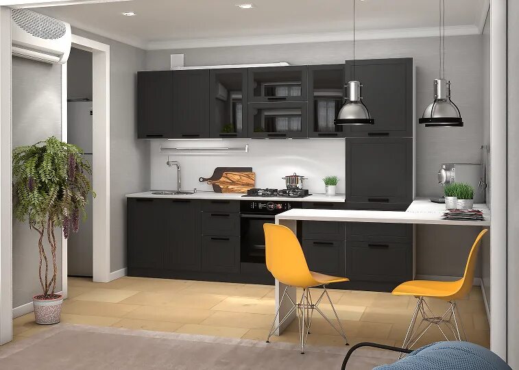 Кухонный гарнитур графит фото Кухонный гарнитур "Монс" Графит 2800мм. Купить в Екатеринбурге - Мебельный центр