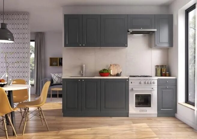 Кухонный гарнитур графит фото Купить КЛАССИЧЕСКАЯ ГРАФИТОВАЯ КУХНЯ 240 СМ: отзывы, фото и характеристики на Ar