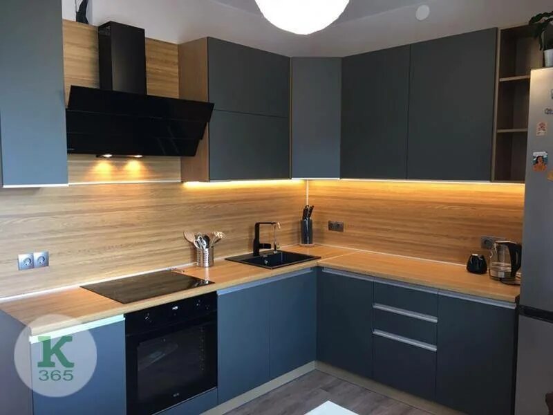 Кухонный гарнитур графит с деревом фото Кухня Белоснежная - купить по цене 52578 руб ◈ Интернет-магазин Кухня 365 Феодос