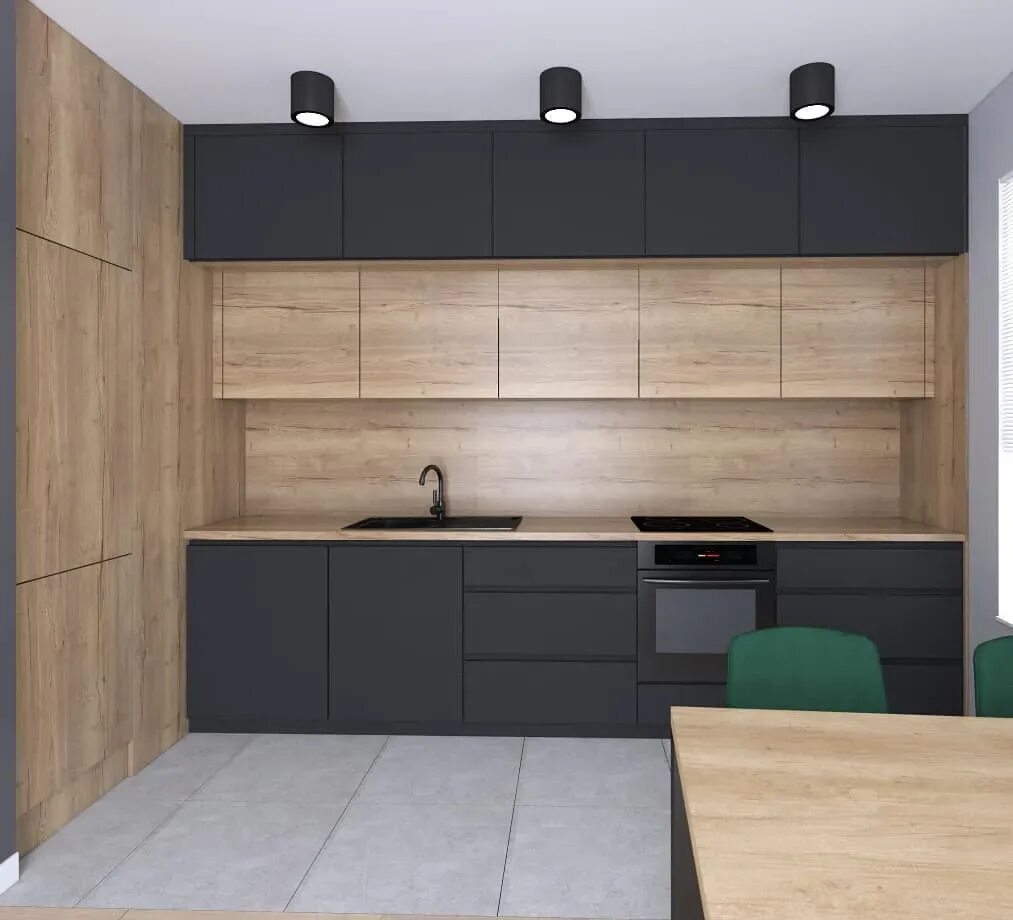 Кухонный гарнитур графит с деревом фото Кухня темно серое дерево: найдено 89 картинок