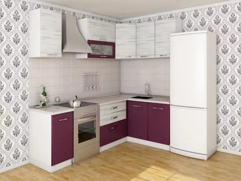 Кухонный гарнитур грейс угловой фото Кухонный гарнитур РИФ Мираж фиолет угловая - купить в Кунгуре в интернет-магазин