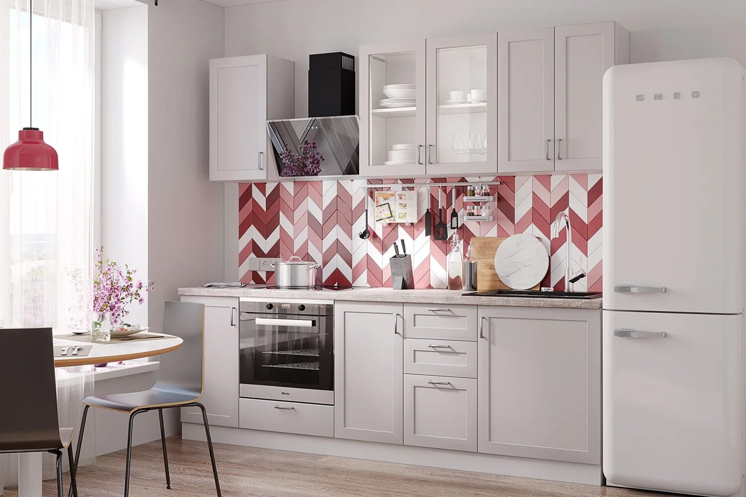 Кухонный гарнитур хофф фото Кухонный гарнитур Бонн 2,4 м 240х212х60 см, цвет каркаса - белый, фасадов - свет