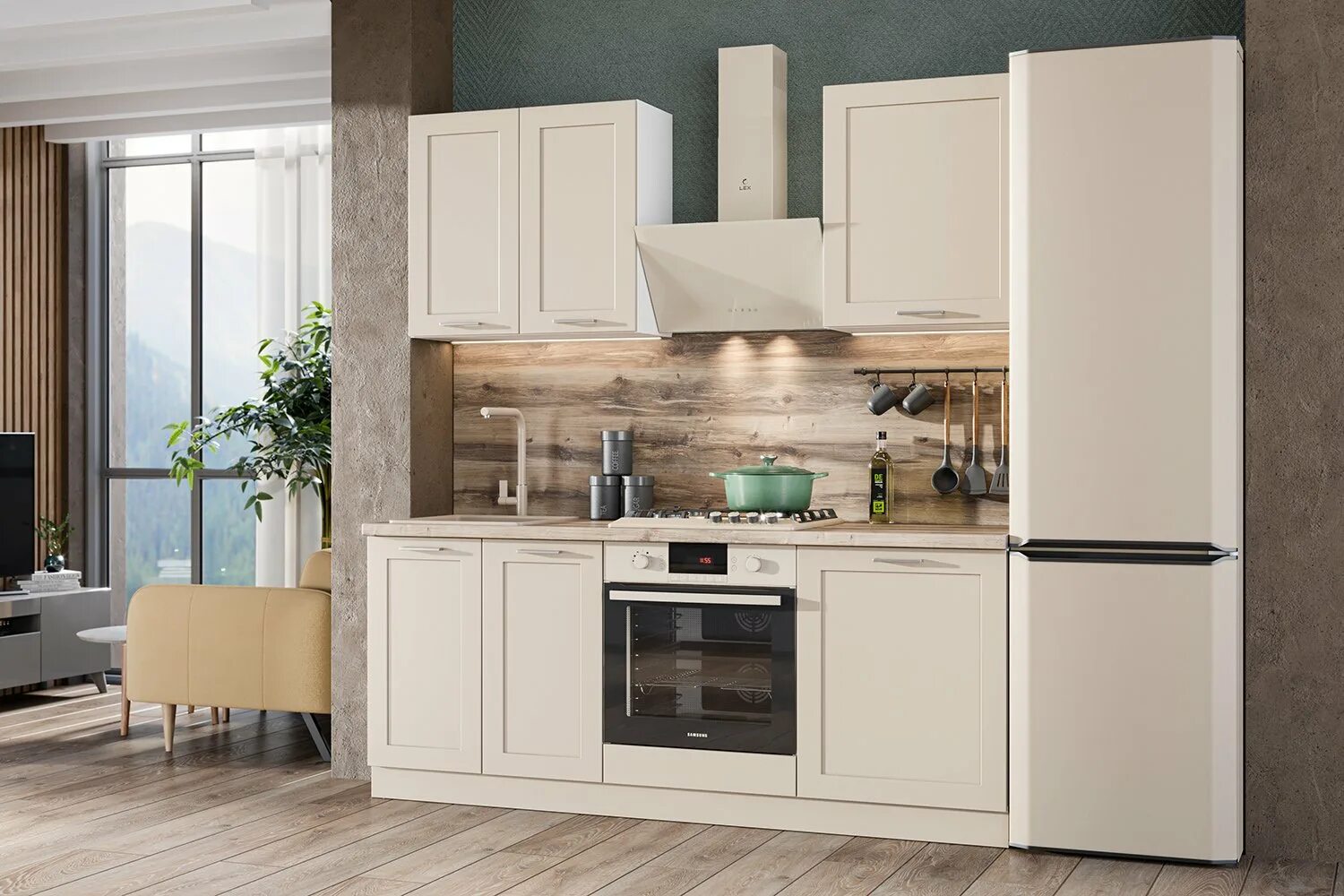 Кухонный гарнитур хофф фото Модульный кухонный гарнитур Сиена 2,0 м ваниль - купить по цене 55 489 рублей в 