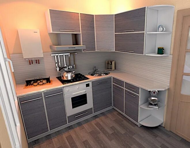 Кухонный гарнитур хрущевка фото цена Проект недорогой кухни в хрущевку МОДУС № 2