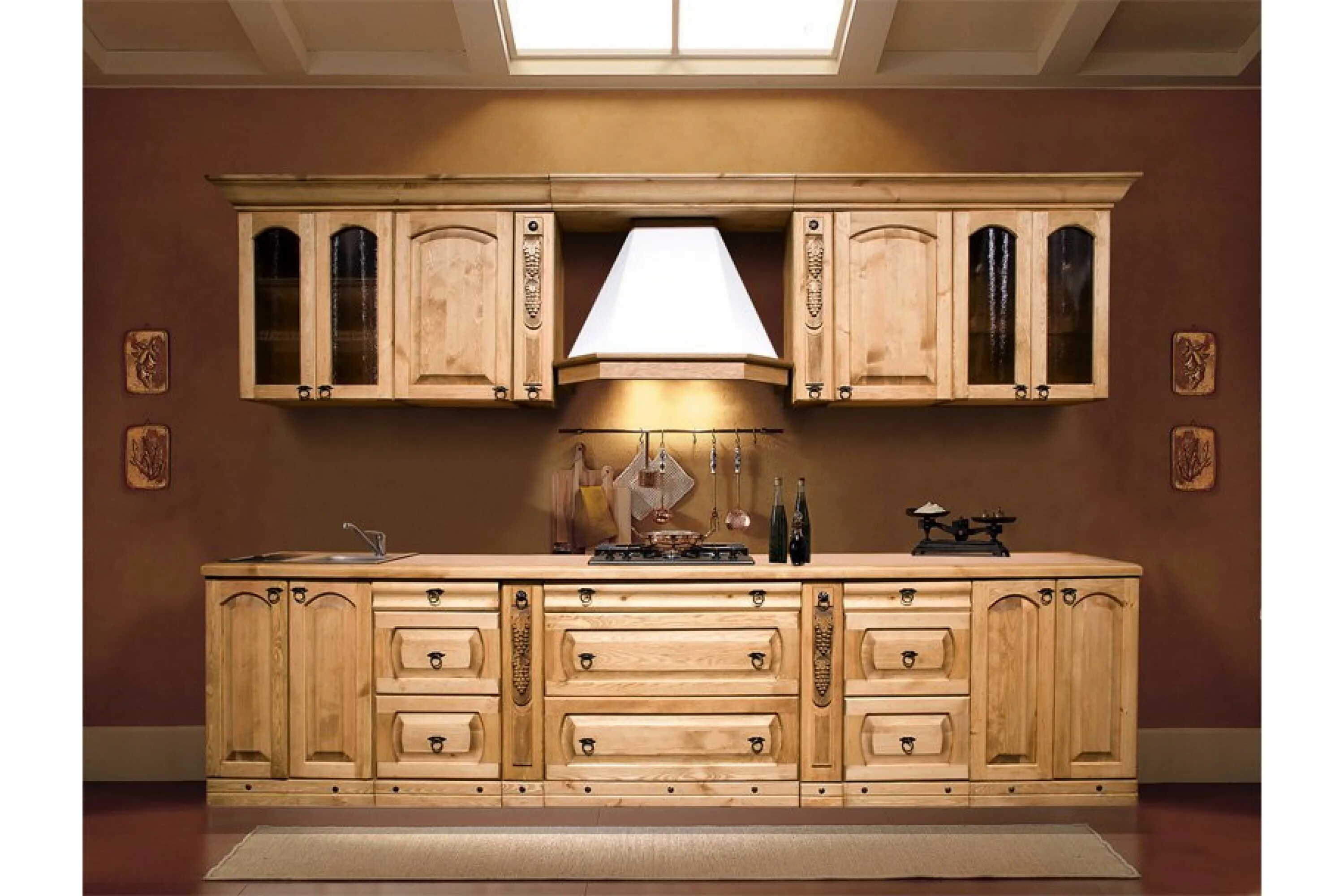 Кухонный гарнитур из дерева фото Шкаф настенный "Викинг GL" № 9 (2 стекл.дверки) - купить в Москве за 10585.00р. 