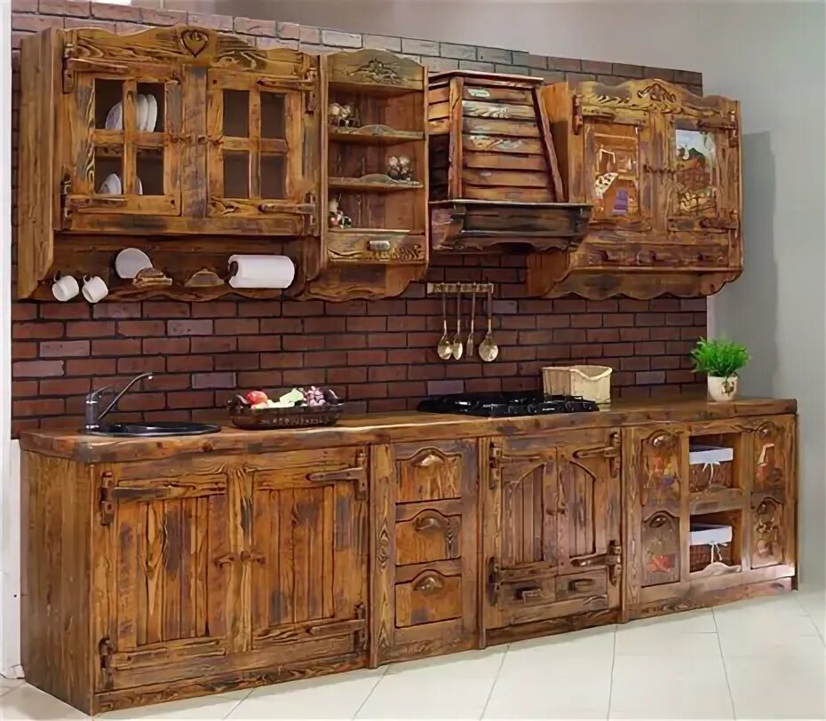 Кухонный гарнитур из дерева фото Кухня КП 06