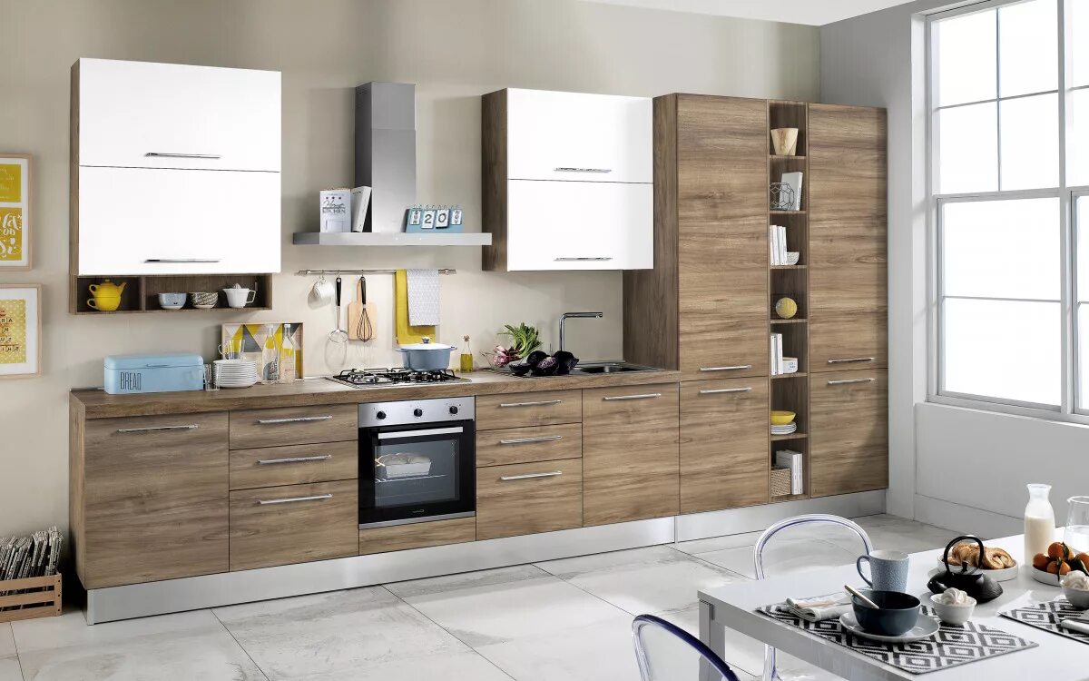 Кухонный гарнитур из эгер фото Современная кухня Лофт Вуд с фасадами из пластика и лдсп под дерево