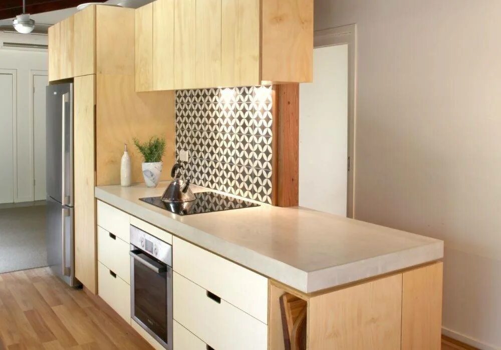 Кухонный гарнитур из фанеры фото Кухня из фанеры своими руками (фото + чертежи)