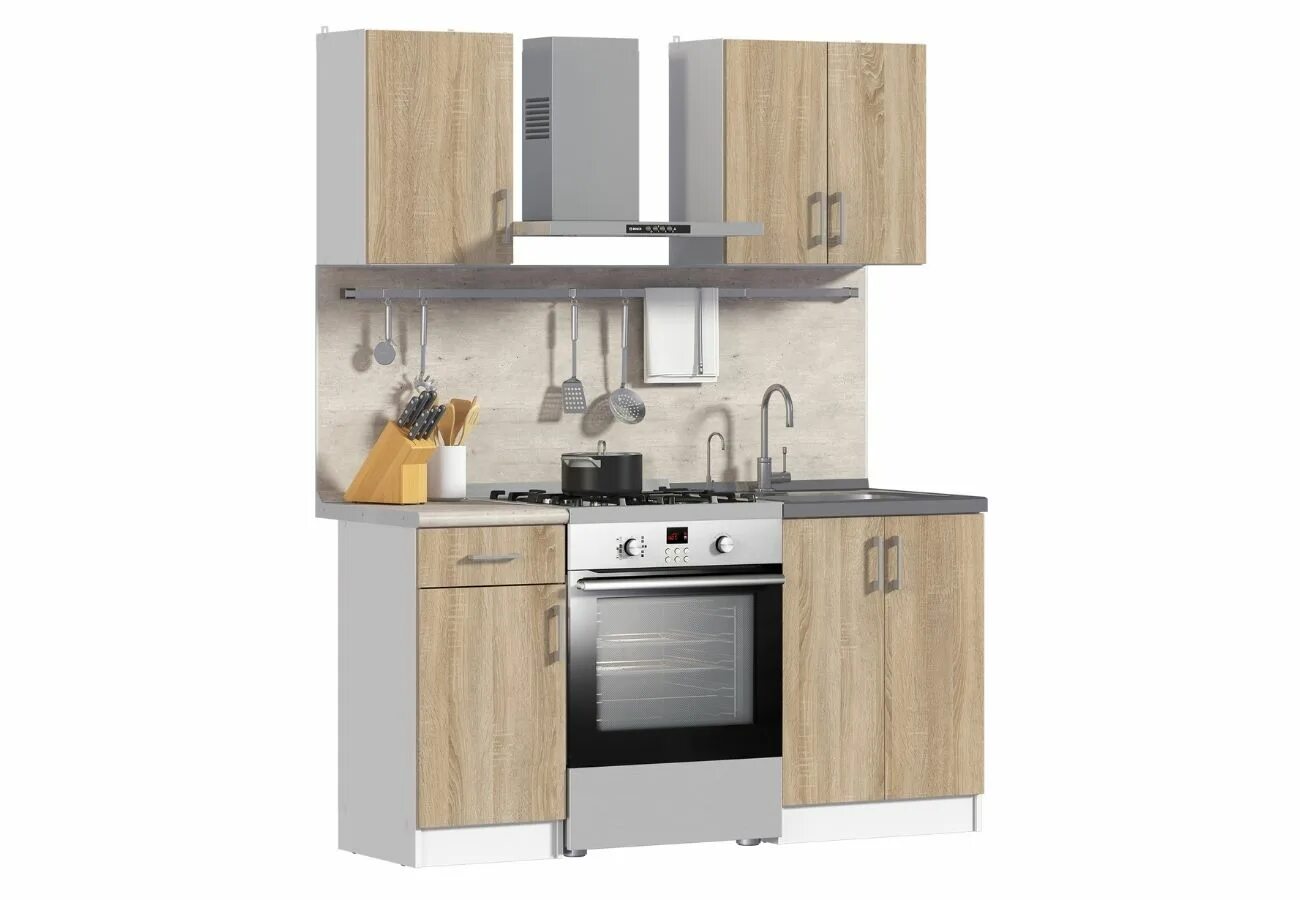 Кухонный гарнитур из светофора отзывы фото Купить Кухня Деми 100 см белый, дуб сонома в Мурманске.Кухня Деми 100 см белый, 