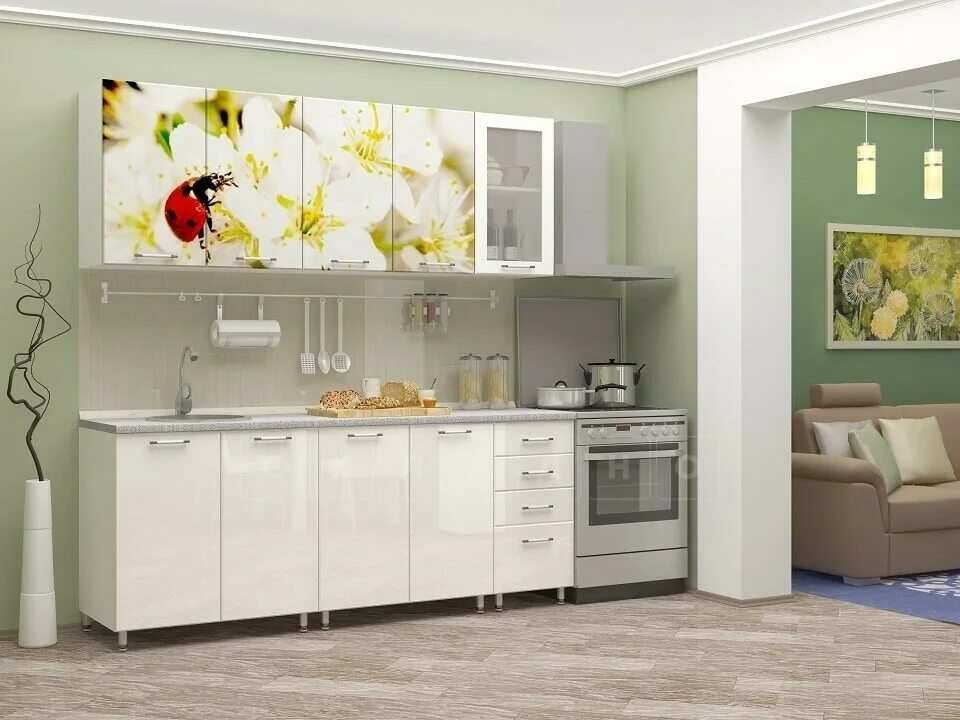 Кухонный гарнитур казань фото Кухня с фотопечатью Божья коровка 2,0 м в Санкт-Петербурге. Цена товара 29 370 ₽