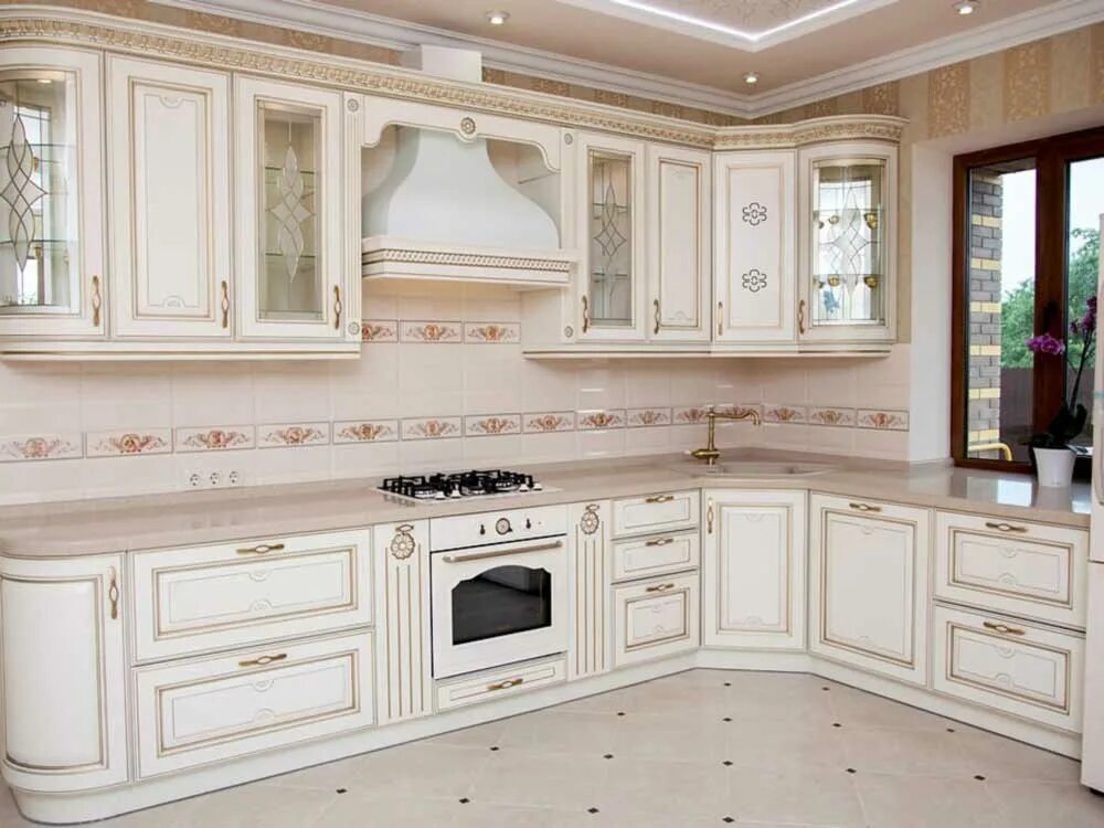 Кухонный гарнитур классика светлая фото Официальный магазин Viaona cappe вытяжки для кухни