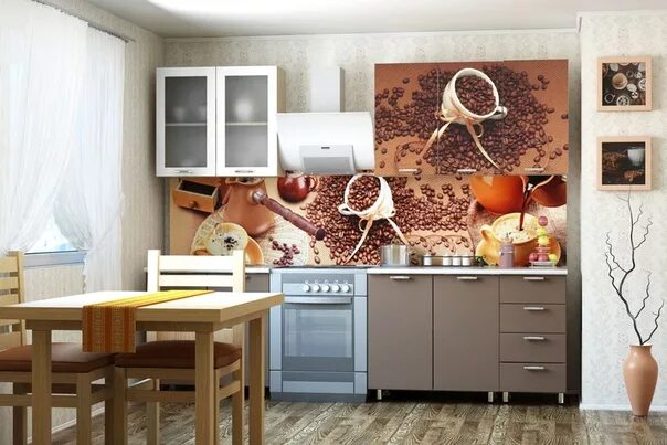 Кухонный гарнитур кофе фото Кухни с рисунком кофе: найдено 90 изображений