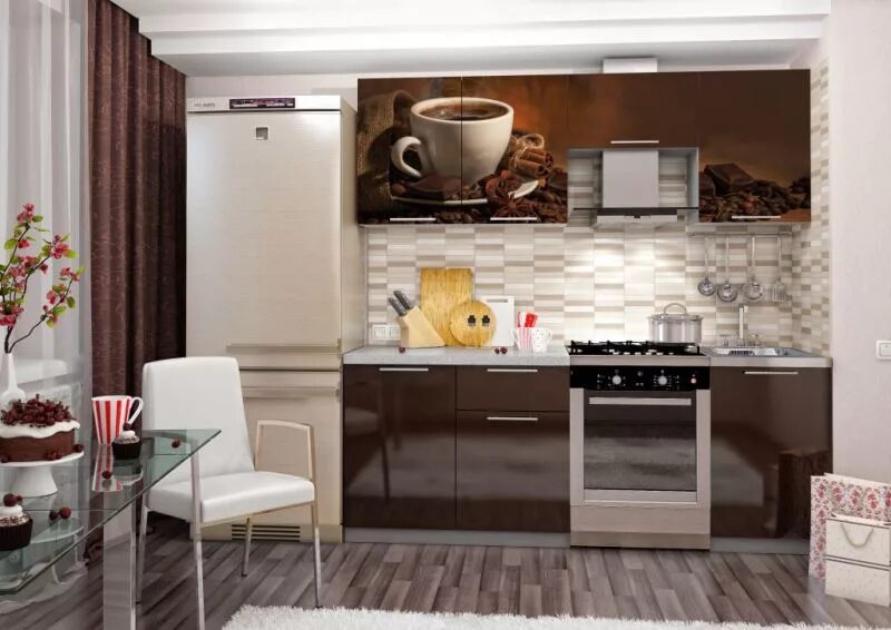 Кухонный гарнитур кофе фото Кухонный гарнитур Кофе (2,1м) купить недорого Мебель54 в Новосибирске