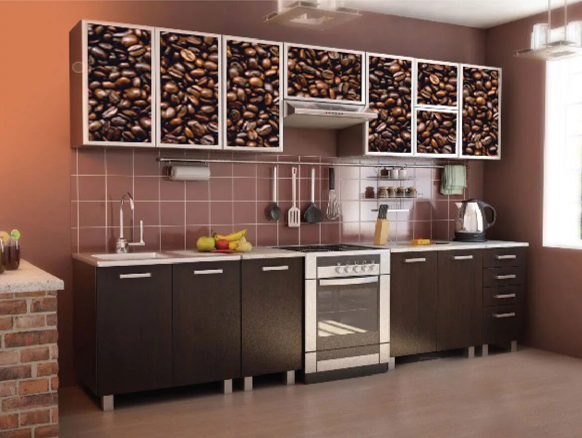 Кухонный гарнитур кофе фото Кухонный гарнитур для кухни - 175 фото в интерьере. Правильная планировка!