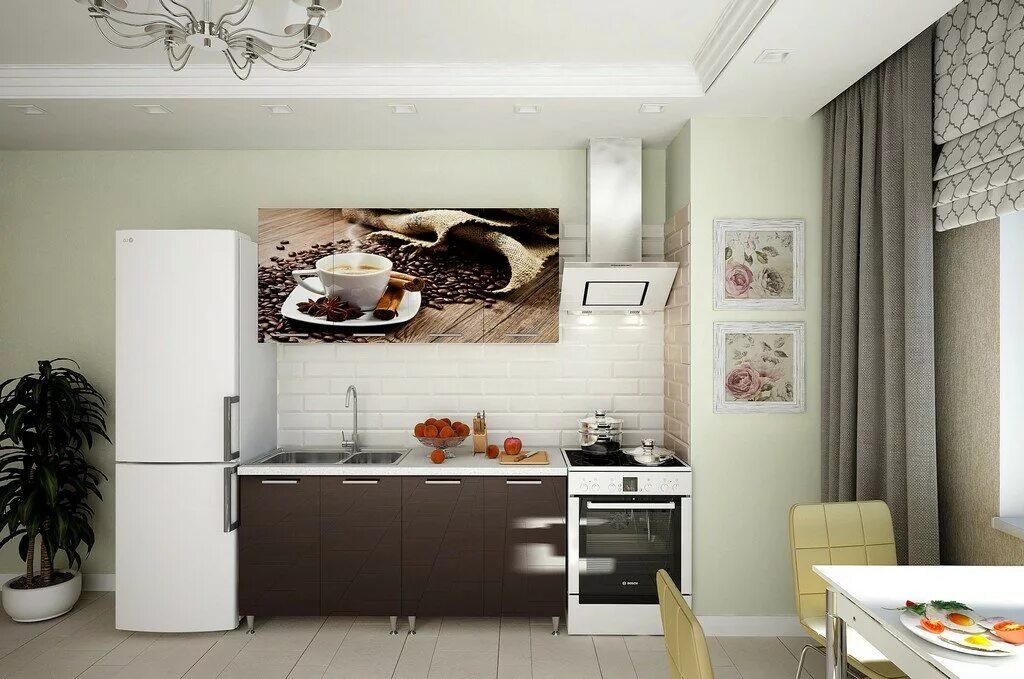 Кухонный гарнитур кофе фото Купить Кухонный гарнитур КОНТЕМП 1,6 м (Виола Нео) МДФ с фотопечатью. Стиль и др