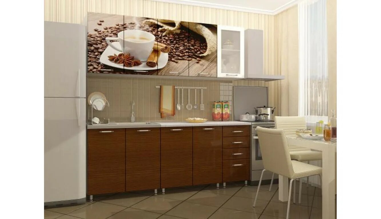 Кухонный гарнитур кофе фото Купить Кухня Кофе ЛДСП 2м. - недорого по самой низкой цене в Москве