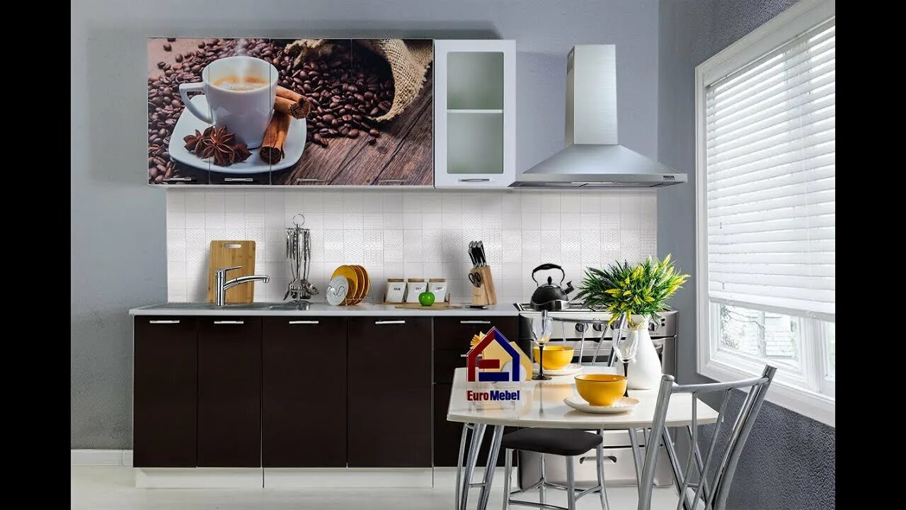 Кухонный гарнитур кофе фото Кухонный гарнитур Кофе МДФ с фотопечатью в деталях - YouTube