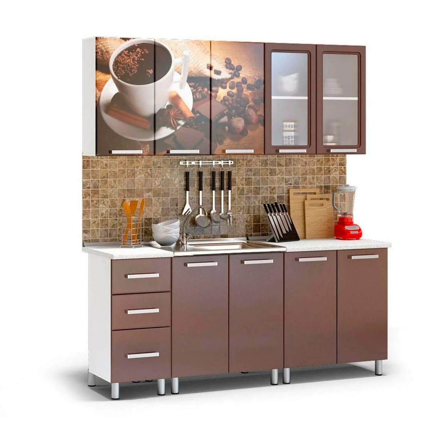 Кухонный гарнитур кофе фото Кухня Люкс Шоколад 2,0м в Таганроге. Купить.