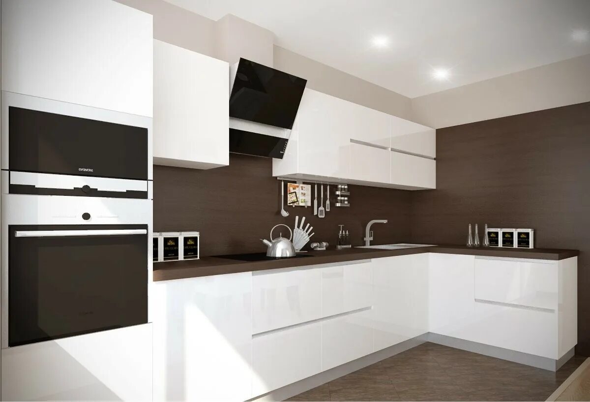 Кухонный гарнитур коричнево белый фото Столешница ФОРМА И СТИЛЬ FS3058 W3 Венге Мали Столешницы, кухни, шкафы купе