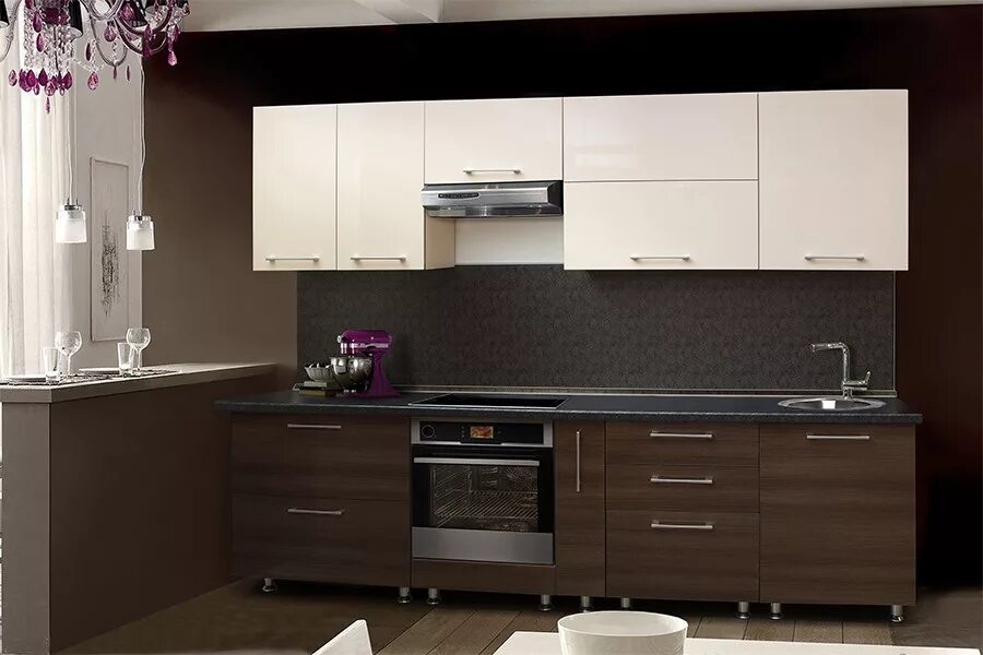 Кухонный гарнитур коричнево белый фото Кухня коричневая 59 заказать недорого в Москве - 1Кухонный
