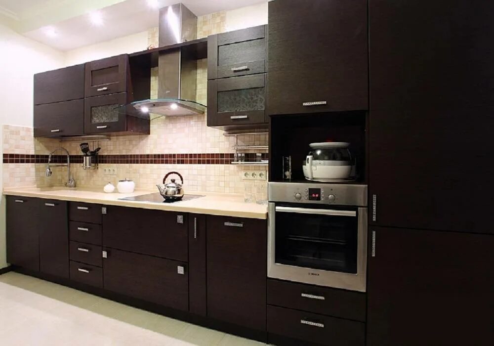 Кухонный гарнитур коричневого цвета фото Кухня венге: реальные фото интерьеров