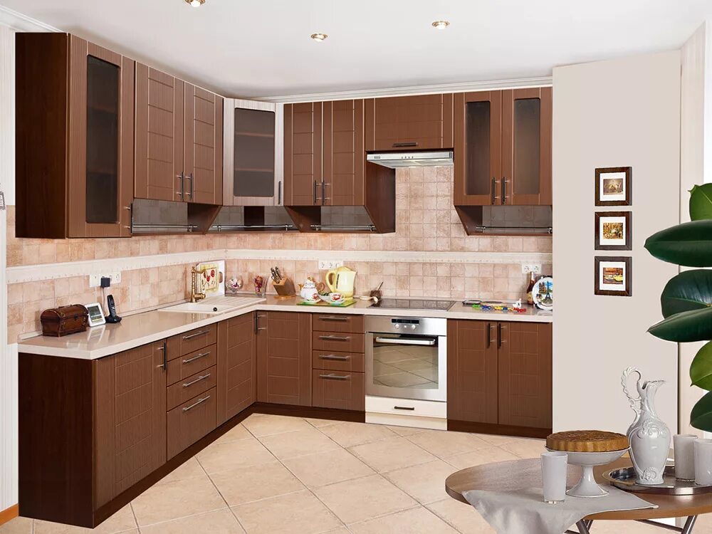 Кухонный гарнитур коричневого цвета фото Кухня угловая "Ника" СН-102 - купить в Гомеле