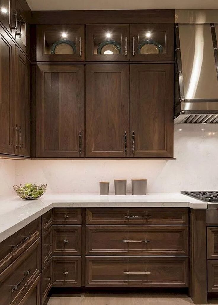 Кухонный гарнитур коричневого цвета фото 72+ Lovely Kitchen Backsplash with Dark Cabinets Decor Ideas #kitchendesign #kit